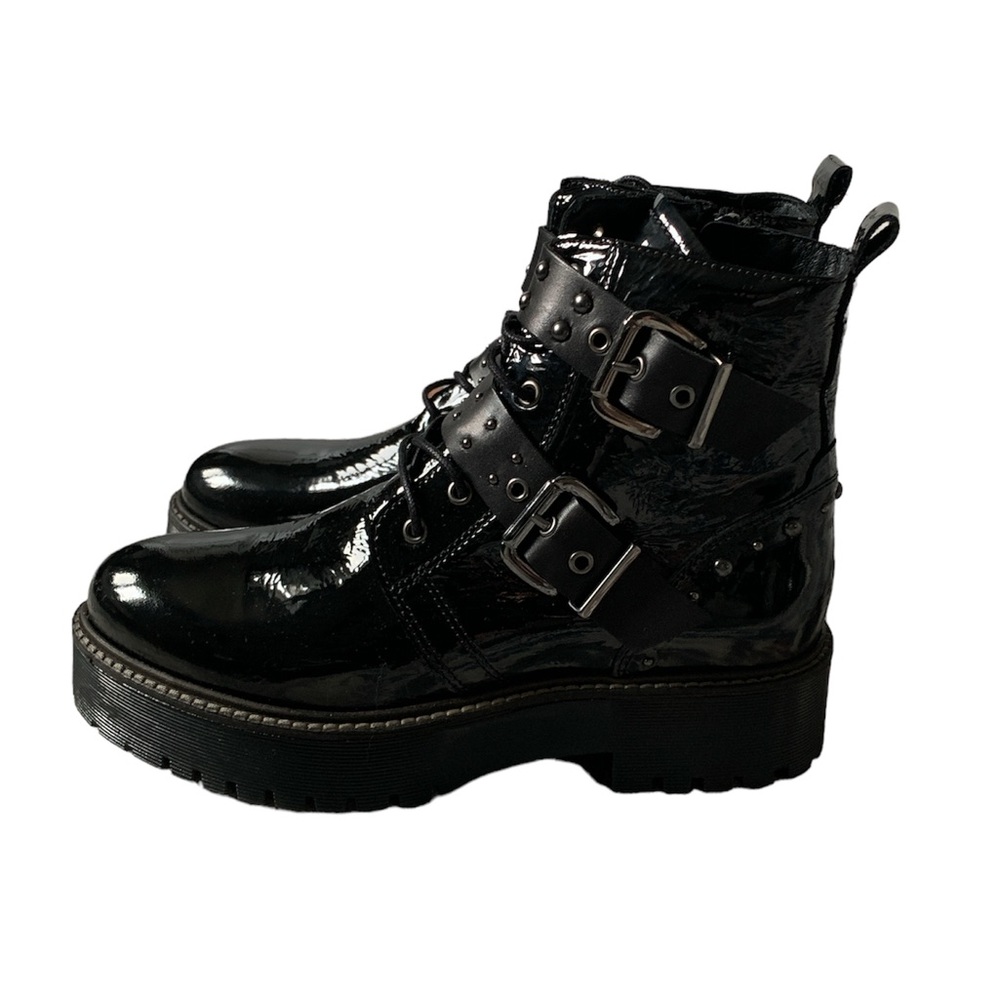 ❤️🔥❤️ Pajar Womens Size 7-7.5 Black Leather Ankle Moto Boots Shoes ❤️🔥❤️